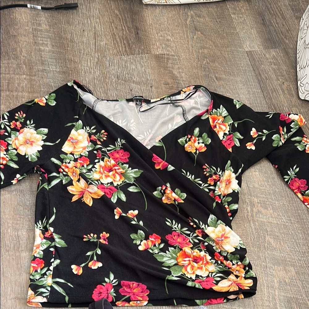 Floral Black Women's Top